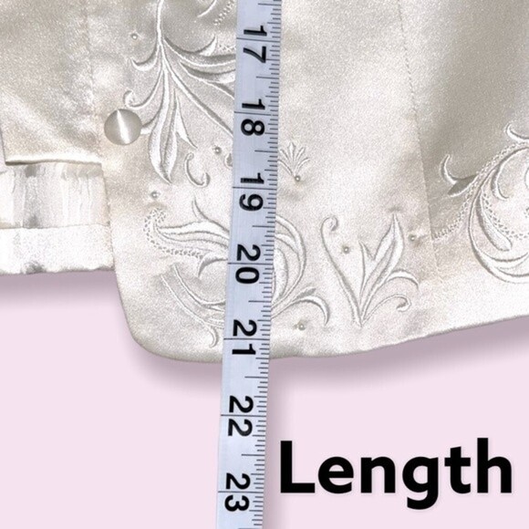 Vintage Talbots 100% Silk Blazer Cream Ivory Embroidered Beaded Womens Size 8 - Picture 8 of 9